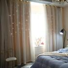Hollowed Star Shading Window Curtain Drapes Purdah For Home (1Pcs Ivory)