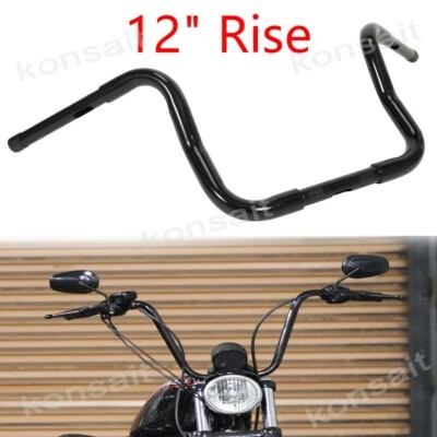 Black 12" For Harley Street Electra Glide Meathook Bars Handlebar Foto 1 de 4