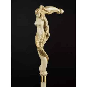 Handcarved Wooden Mermaids Ivory Wooden Walking Cane For Adults & Senior - Picture 1 of 5