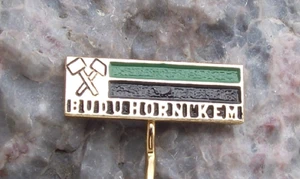 Vintage Coal Mining - I will be a Miner ! - Slogan Crossed Hammers Pin Badge - Picture 1 of 2