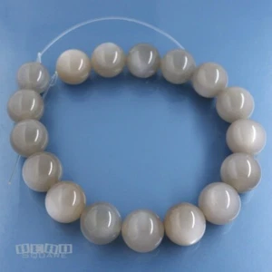 17 Natural Gray Moonstone 12mm Round Beads, Silvery Flash, 8.5" #19501 - Picture 1 of 2
