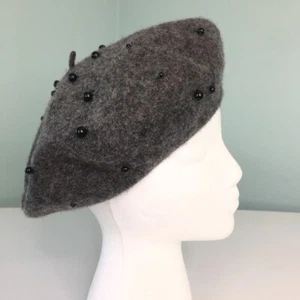 Womens Gray Wool Blend Beret Fall Holiday Hat One Size - Picture 1 of 8