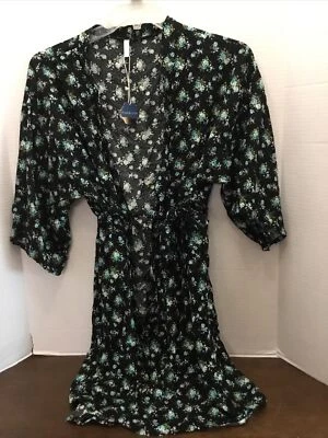  Bata de maternidad rosa rubor talla pequeña negra con flores verde azulado nueva Foto 1 de 4