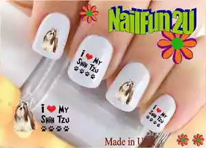 Nail Art 151A RAZZA CANE "I Love my Shih Tzu" WaterSlide decalcomanie unghie trasferimenti - Foto 1 di 2