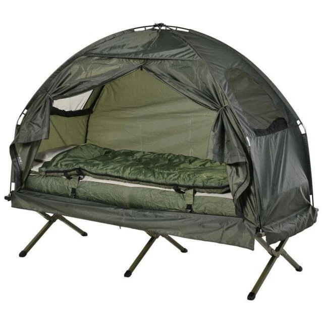 Outsunny All-in-One Folding Camping Cots - Green