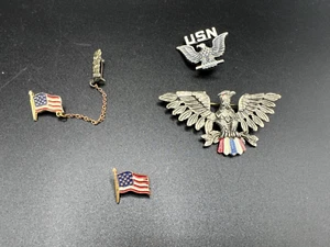 Lote de 4 alfileres americanos Águila, Estatua de la Libertad, Banderas y WSN - Imagen 1 de 9