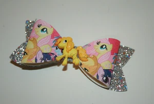 Pony Hair Bow: Yellow - Girls Hair Bow; Glitter; Hand Made; Unique Design; MLP - Picture 1 of 3