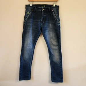DIESEL Krooley Jeans Men 32X25 Blue Denim Faded Tapered Fit Whiskered Italy - Picture 1 of 23