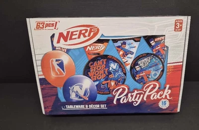Nerf Birthday Party Pack Decor Table ware 63 pcs  for 16 guests new - Image 1 of 4