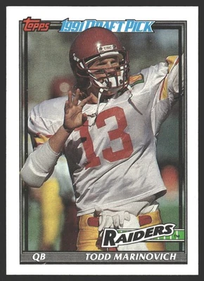 Todd Marinovich #83 1991 Topps Los Angeles RaidersRC Rookie - Image 1 of 2