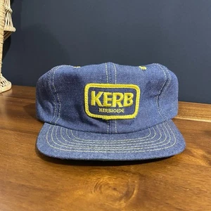 Vintage USA MADE Swingster Denim Hat Snapback Cap Kerb Herbioide Farm Patch - Picture 1 of 6