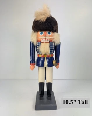KWO Nutcracker British Hussar Soldier Wood Figure Erzgebirge Nuts 10.5" Blue Red - Image 1 of 4