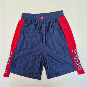 FILA Sport Shorts mittelblau rot Herren Satin Basketball sportlich bequem - Bild 1 von 15