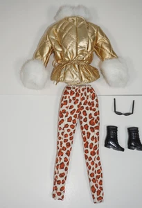 Barbie Fashion Avenue #14299-14980 Cappotto Oro Giacca Collant Leopardato Mattel 1995 - Foto 1 di 9