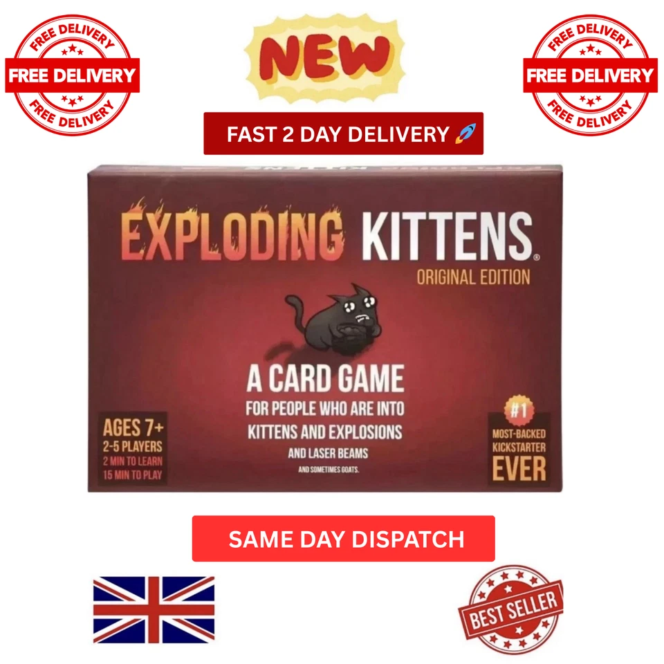 New Exploding Kittens Card Game Original Fun Family Adults & Kids - Image 1 of 4