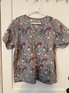 Tafford Women's Scrub Top Size M Christmas Holiday Candy Canes - Picture 1 of 2