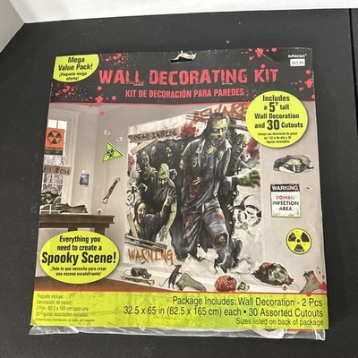 Zombie 30 WALL CUTOUTS Decorating Kits Halloween Party Dorm Decor Scary 5 Feet - Image 1 of 4
