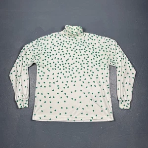 Vintage 90s St. Patrick’s Day Shamrock AOP Turtleneck Shirt LS Large White - Picture 1 of 8
