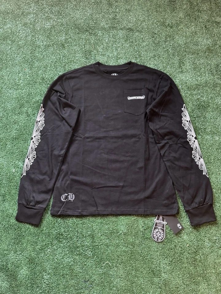 Black Chrome Heart Long Sleeve Tee Sizes M & L  (FAST SHIPPING) - Image 1 of 3