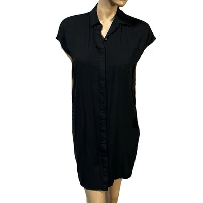 Vestido camisero para mujer The Limited talla M mediano negro bolsillos abotonados Foto 1 de 4