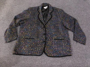 Blazer Susan Graver donna 3X giacca tweed metallizzato tasche multicolore - Foto 1 di 13
