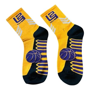 LeBron James Socks Kids Yellow Basketball Crew Socks Athletic Sports - Picture 1 of 2