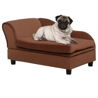 Dog Couch Pet Sofa Bed for Small Dogs Cats with Storage, Cushion, Brown - Image 1 of 4