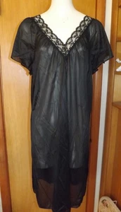 Vintage 1960er Midi schwarz transparent Chiffon Peignoir Nachthemd Mid Century Nachthemd XLarge - Bild 1 von 6