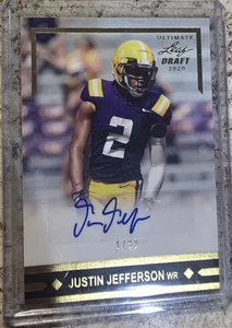 2020 Leaf Ultimate Draft Justin Jefferson Auto Minnesota Vikings LSU Rookie 1/30 - Picture 1 of 4