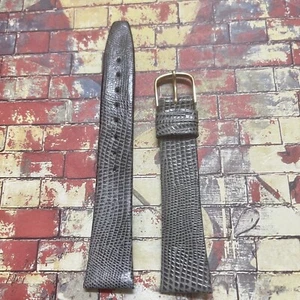 Años 60 Nuevo de lote antiguo sin acolchar sin cosir 18 mm gris grano lagarto cuero correa de reloj vintage - Imagen 1 de 4