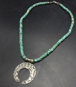 FEDERICO JIMENEZ natürlicher Türkis Heishi HALSKETTE mit Sterlingsilber NAJA - Bild 1 von 16