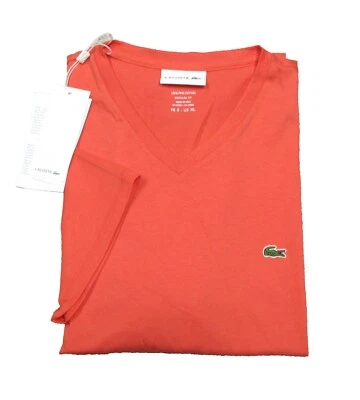 Lacoste Men's Orange Pima Cotton Regular Fit V-Neck T-Shirt - Image 1 of 4