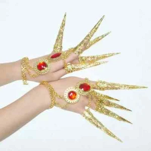 Sexy Egyptian Belly Dance Long Gold Finger Nail Cuff Bracelet Costume Jewelry - Picture 1 of 15
