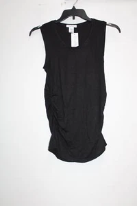Everly Grey Women's Maggie Maternity Scoop Neck Tank with Side Shirring, Black, - Picture 1 of 2