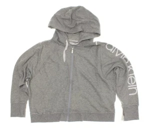 Calvin Klein Women's Long Raglan Sleeve Boxy Hoodie - Pearl Grey Heather - XL - Picture 1 of 3