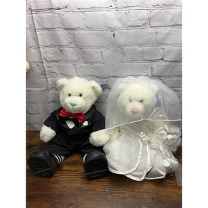 Build A Bear Wedding Plush Bride and Groom Teddy Bear Set Stuffed Animals - Picture 1 of 7