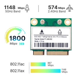 AX1800 Wifi 6 Mini PCIE Wifi Card Dual Band Wireless Bluetooth Adapter for PC - Afbeelding 1 van 6