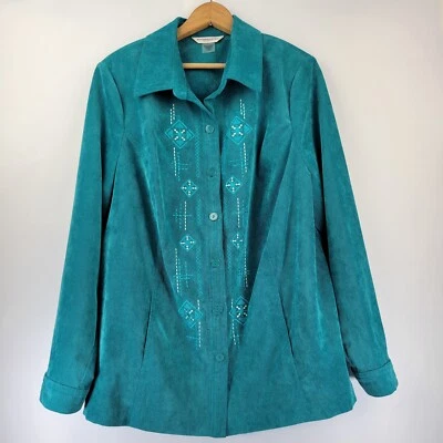 Allison Daley Womens Shacket Size 18W Corduroy Button Up Shoulder Pads Pockets  - Image 1 of 4