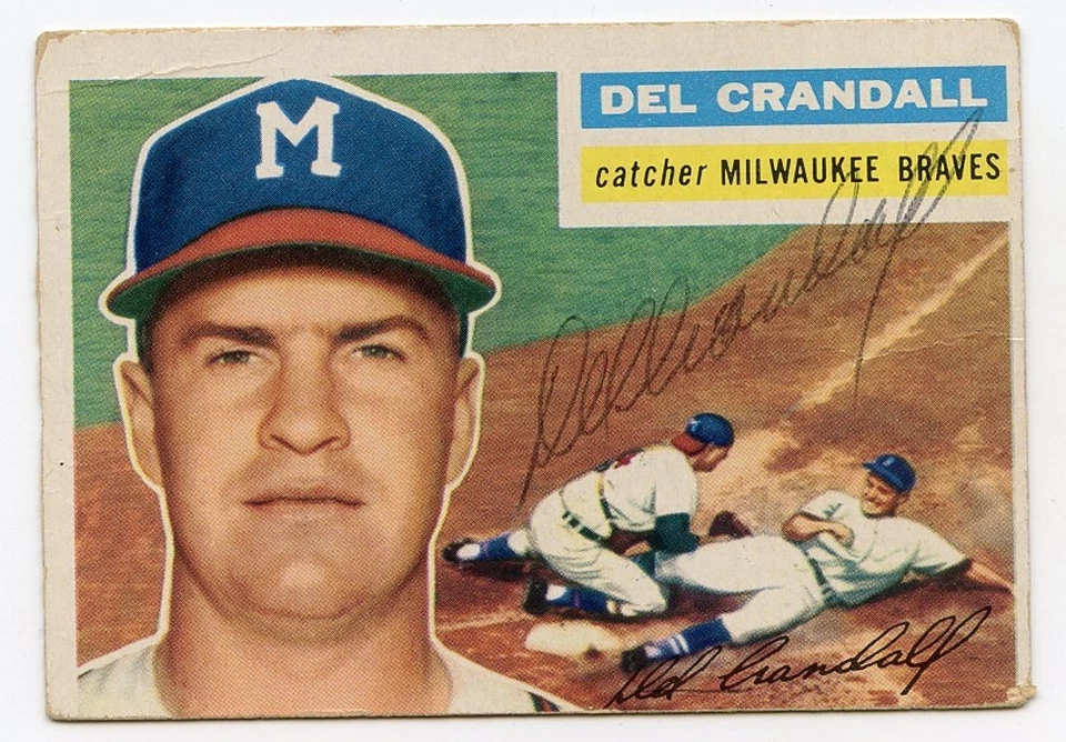 Auténtico Topps #175 Braves 1956 firmado por Del Crandall garantizado KOA Foto 1 de 1