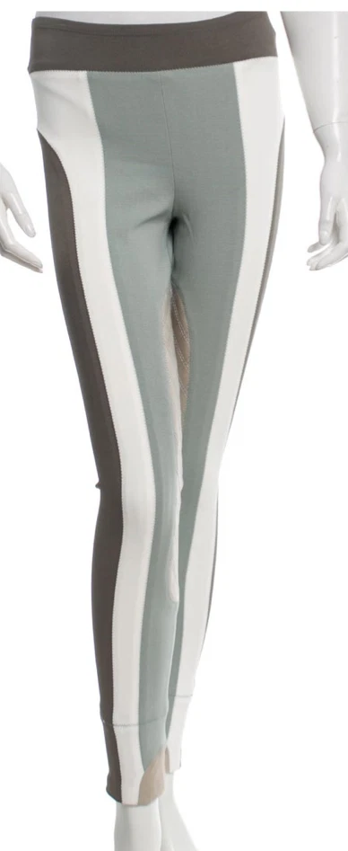 Pristine Marc Jacobs Gray off white leggings riding pants with leather patch 4 6 - Image 1 of 4