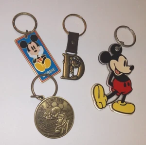 Walt Disney Mickey Mouse Keychains Metal Coin Letter D & More Lot of 4  - Picture 1 of 9