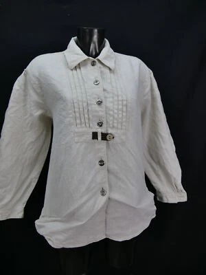 Gr.38 Trachtenbluse Bluse C&A beige rustikales Leinen TB2683 - Bild 1 von 2