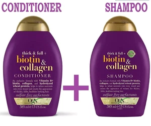 Biotin & Collagen Hair Thickening Sulfate Free Shampoo/Conditioner OGX 88-385ml - Picture 1 of 7