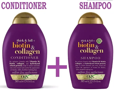 Biotin & Collagen Hair Thickening Sulfate Free Shampoo/Conditioner OGX 88-385ml - Image 1 of 4