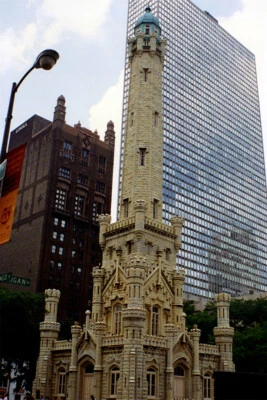 Чикагская водонапорная башня винтажное историческое здание настенный домашний декор - ПЛАКАТ 20x30 - Изображение 1 из 3