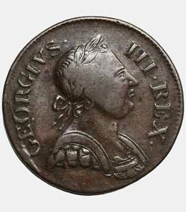 1775 UK GB United Kingdom Great Britain coin Half Penny, VF – George III - Picture 1 of 3