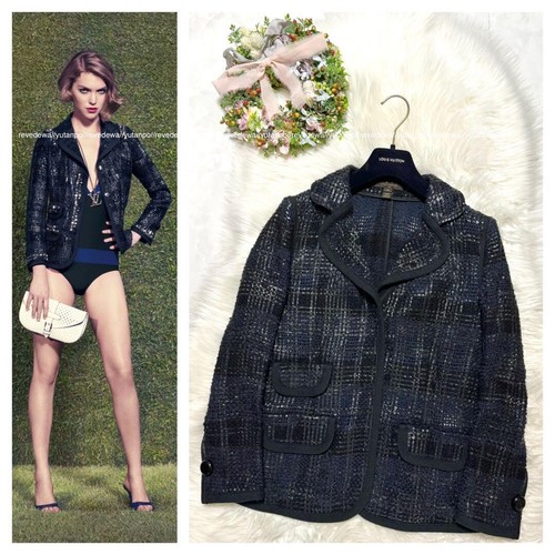 LOUIS VUITTON（LV） Giacca blazer a quadri modello LOUIS VUITTON collezione blu navy taglia 40 misto cotone