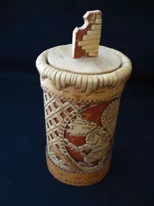 RARE & Unique - Russian Birch Bark Elm Beresta Box Handmade Wooden Container Jar - Picture 1 of 6