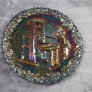 Fenton 1971 Carnival Glass Plate Bay Psalm Book Printing Press 1840 No 2 1971 - Picture 1 of 8