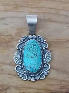 Navajo Handcrafted Turquoise and Sterling Silver Pendant; PD2013 - Picture 1 of 1